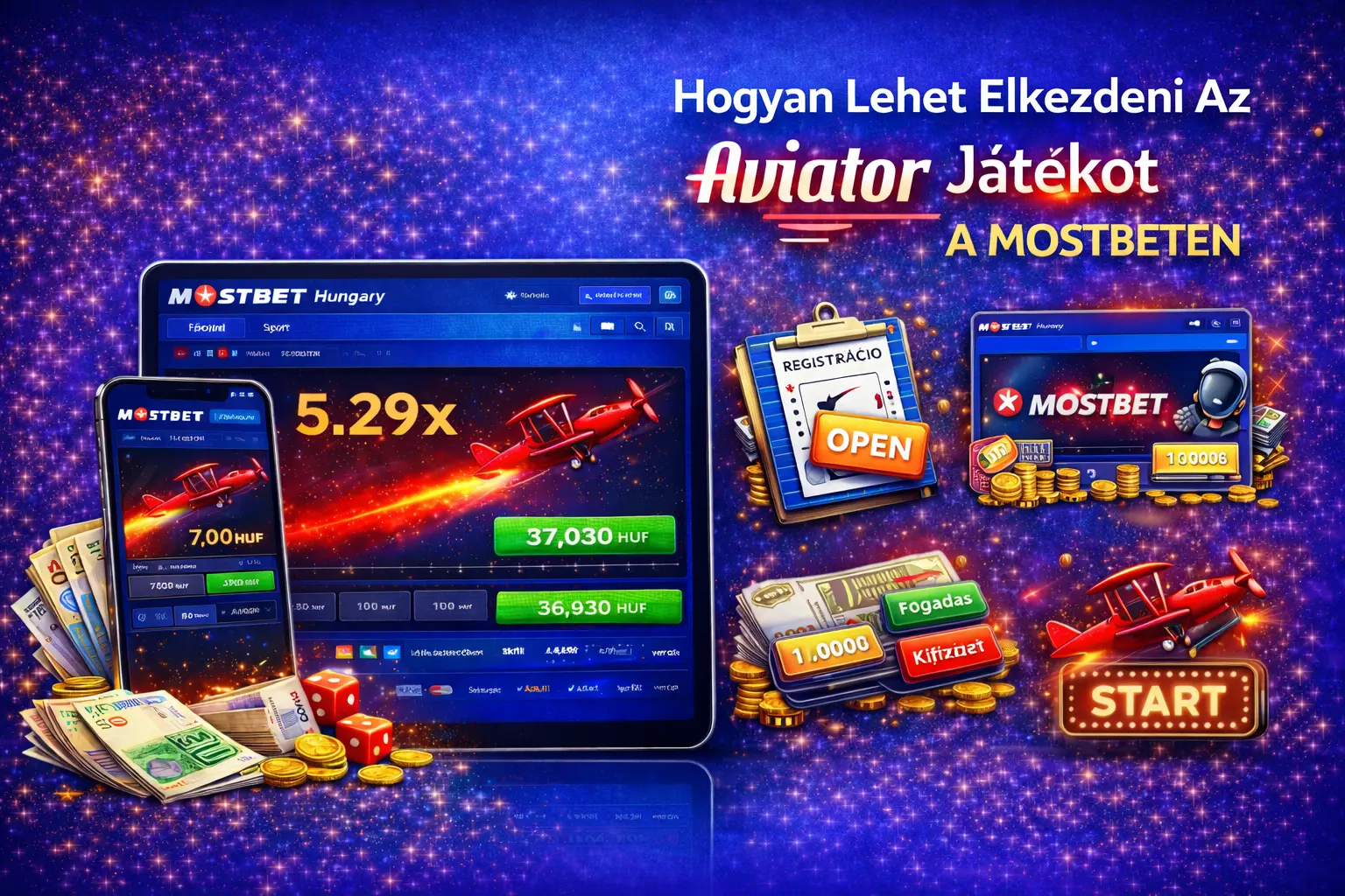 Aviator játék kezdése a Mostbet Casinóban